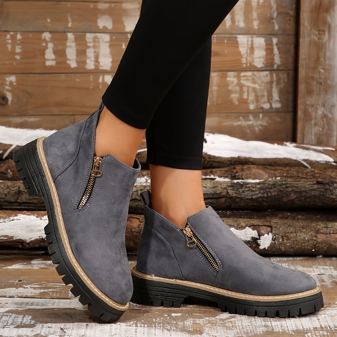 Golda | Women Spot Print Side Zip Ankle Boots