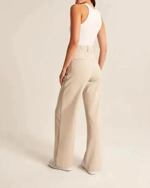 Lorene Women High Waist Pleated Wide Leg Dress Pants