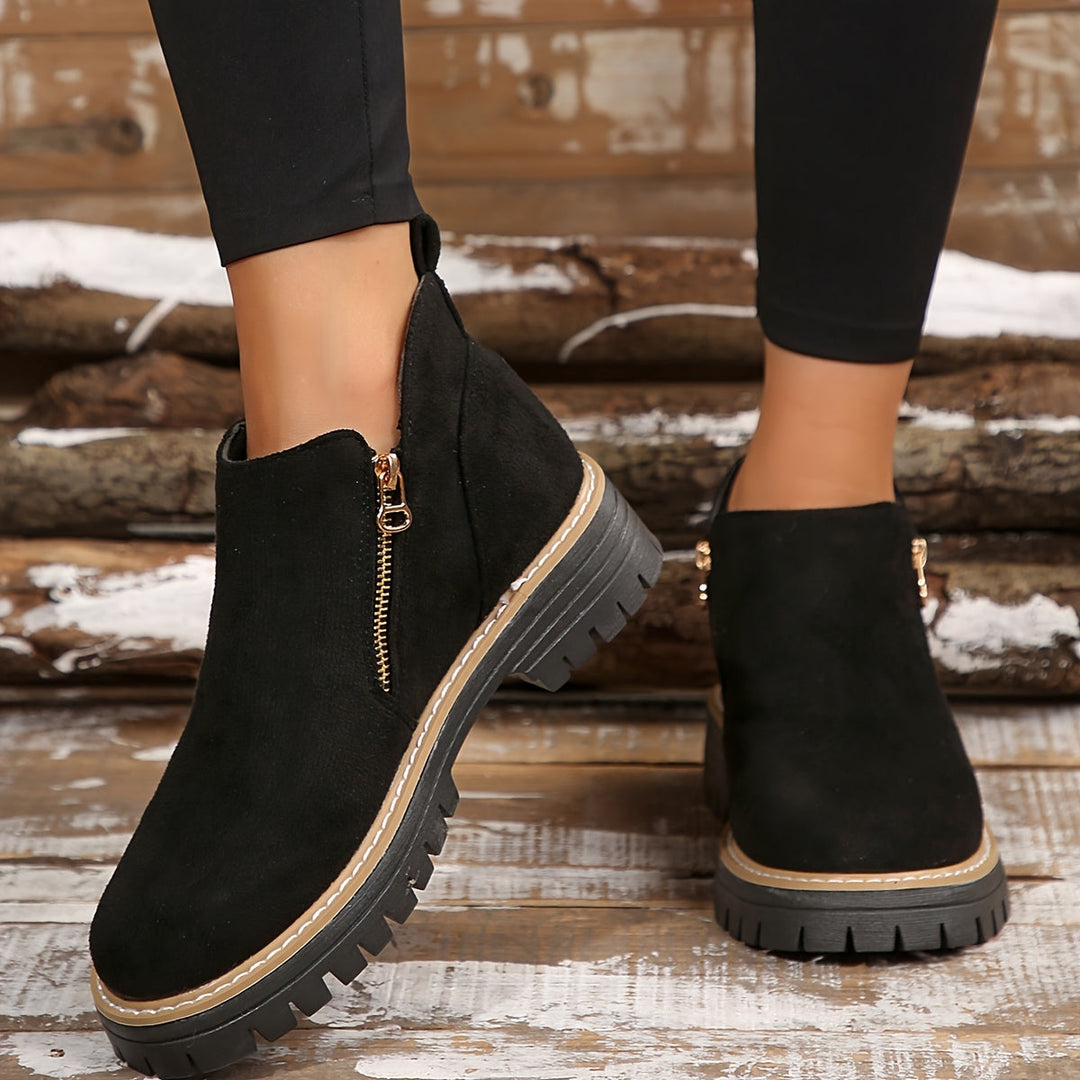 Golda | Women Spot Print Side Zip Ankle Boots