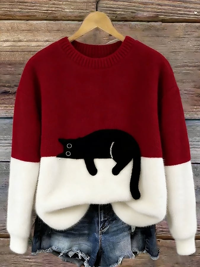Jem | Women Cat Colorblock Sweater