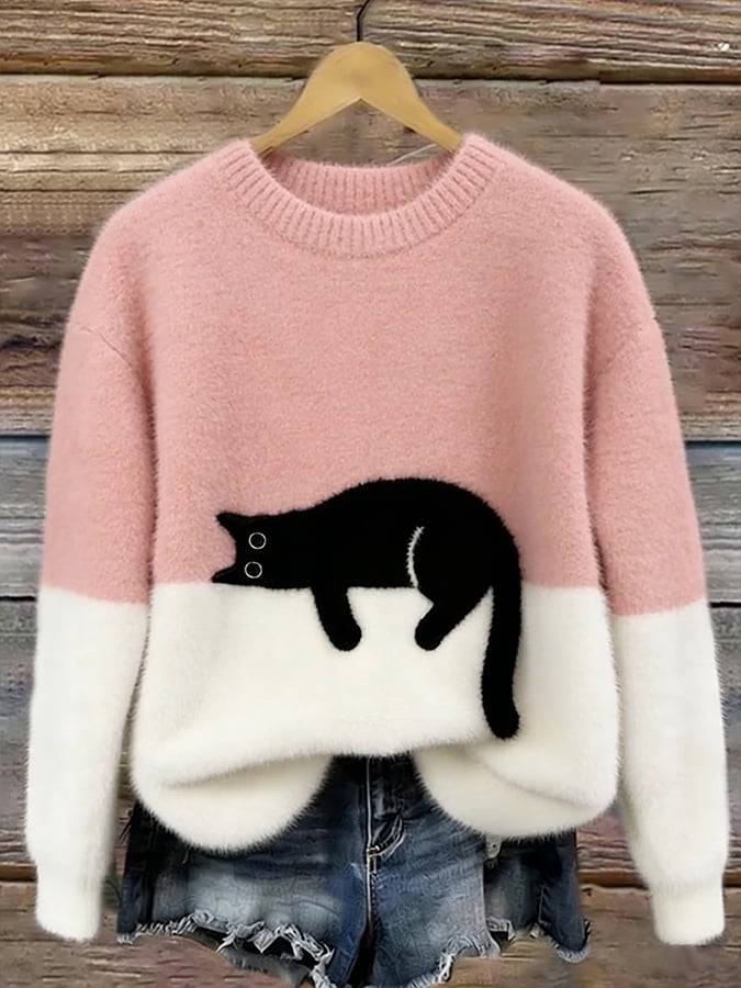 Jem | Women Cat Colorblock Sweater