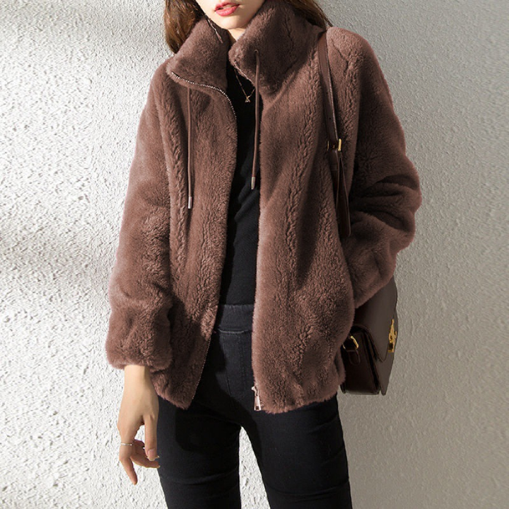 Jenna Women Sherpa Teddy Zip Front Fluffy Jacket