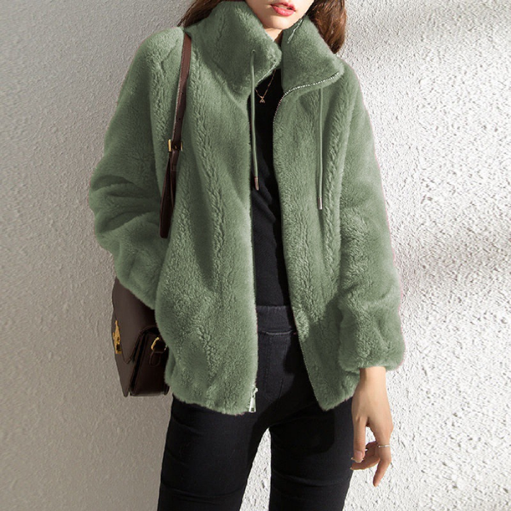 Jenna Women Sherpa Teddy Zip Front Fluffy Jacket