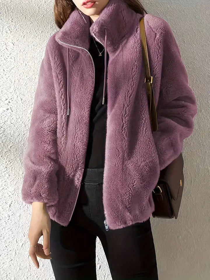 Jenna Women Sherpa Teddy Zip Front Fluffy Jacket