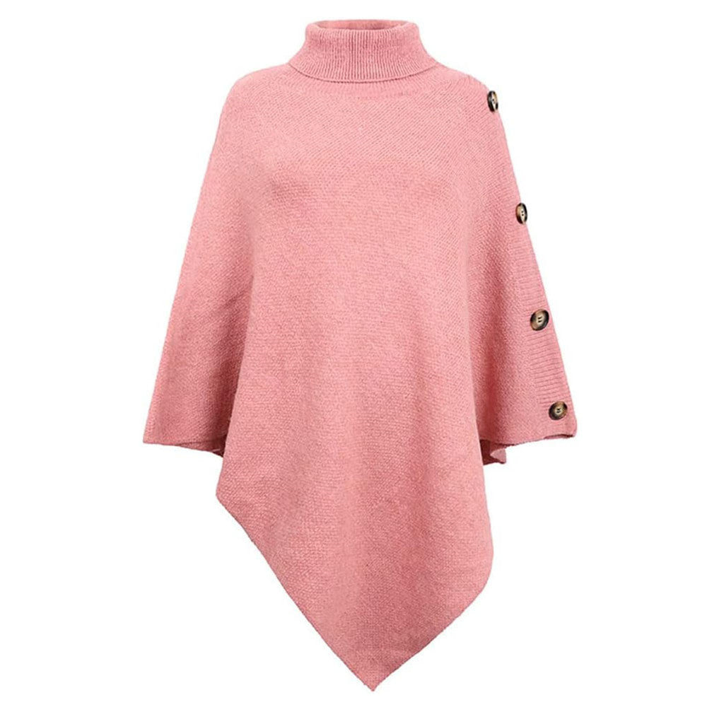 Ettie | Women Button Trim Turtleneck Poncho