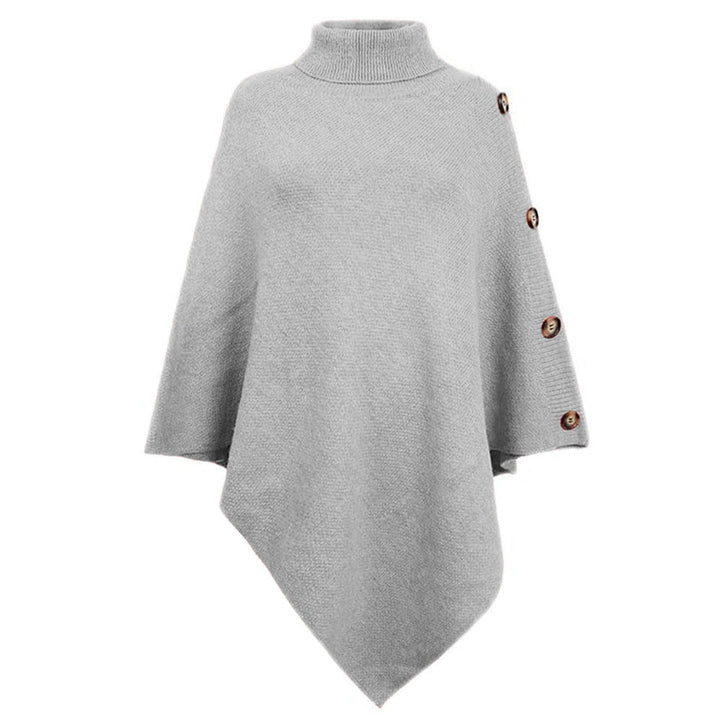 Ettie | Women Button Trim Turtleneck Poncho