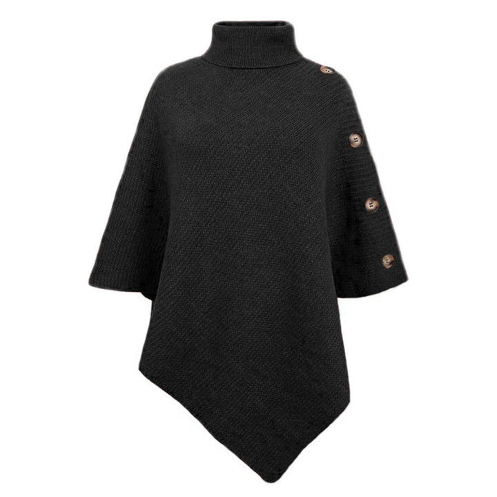 Ettie | Women Button Trim Turtleneck Poncho