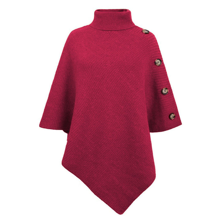 Ettie | Women Button Trim Turtleneck Poncho