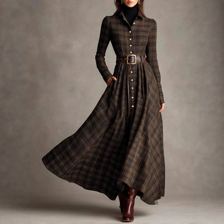 Alma | Women Plaid Shirt Long Sleeve Dress