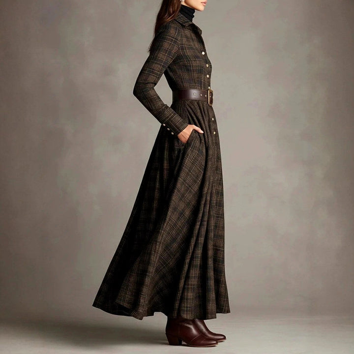 Alma | Women Plaid Shirt Long Sleeve Dress