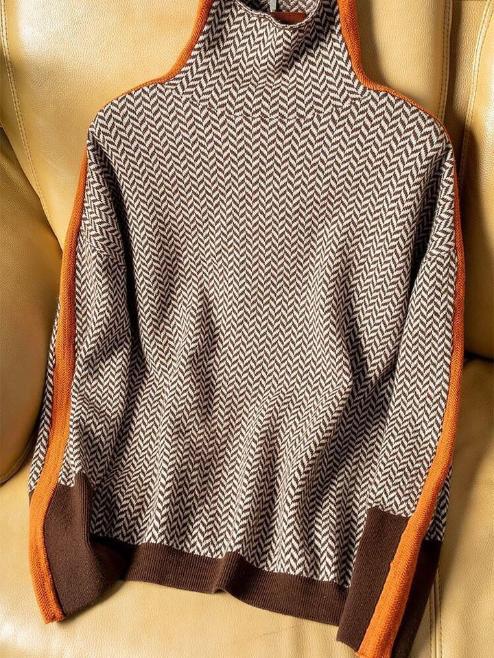 Matty | Women Herringbone Knit Crewneck Sweater