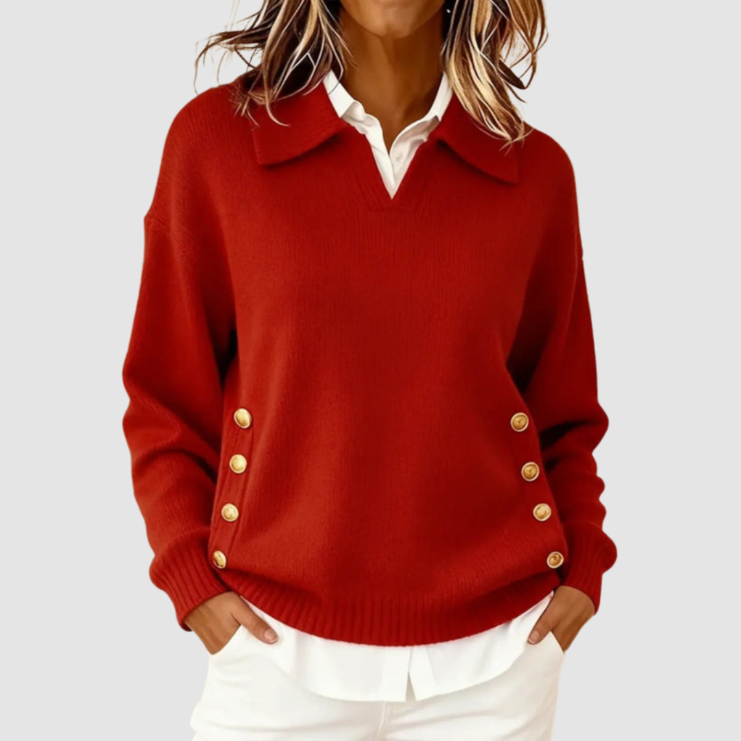 Noor | Women Collar Side Button Pullover Sweater