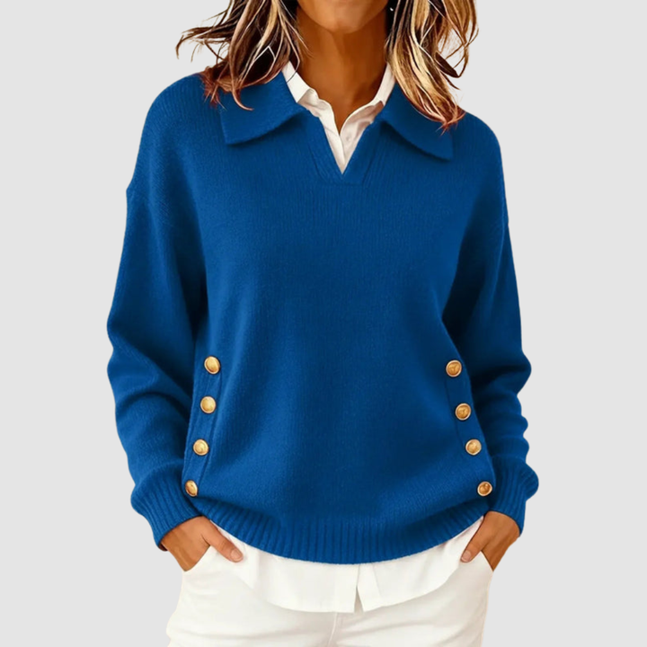 Noor | Women Collar Side Button Pullover Sweater