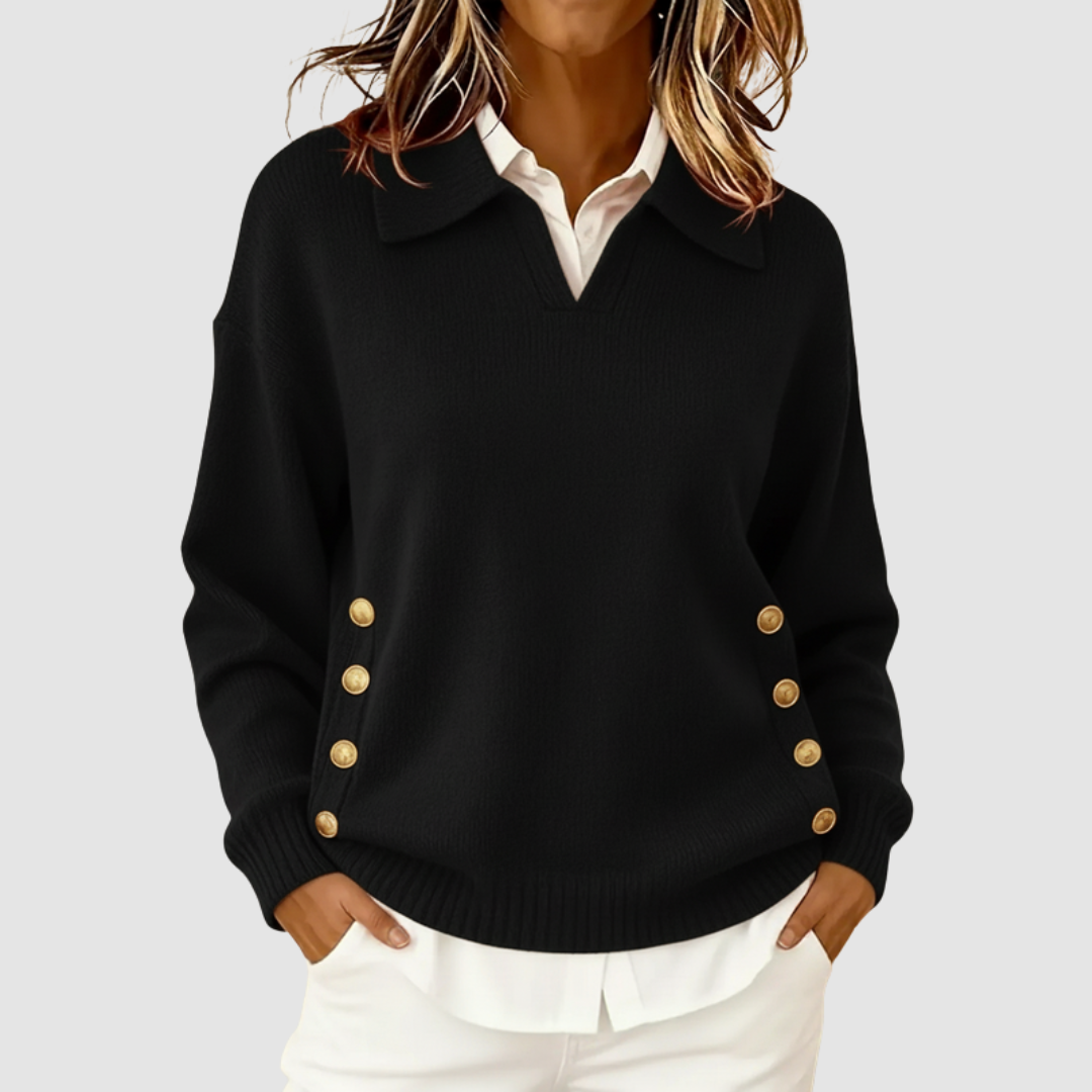 Noor | Women Collar Side Button Pullover Sweater