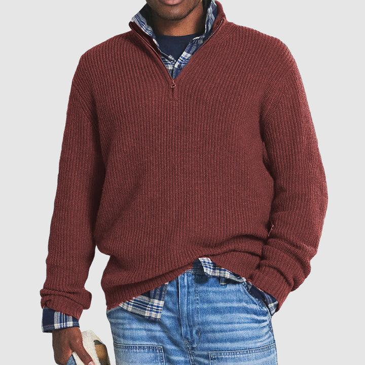 Hugh | Men Ribbed Quarter Zip Sweater