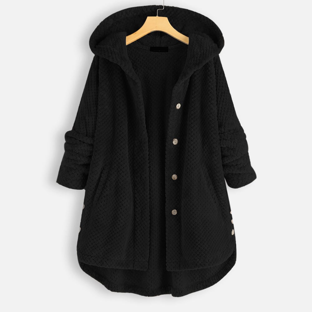 Inga | Women Hooded Button Fluffy Jacket