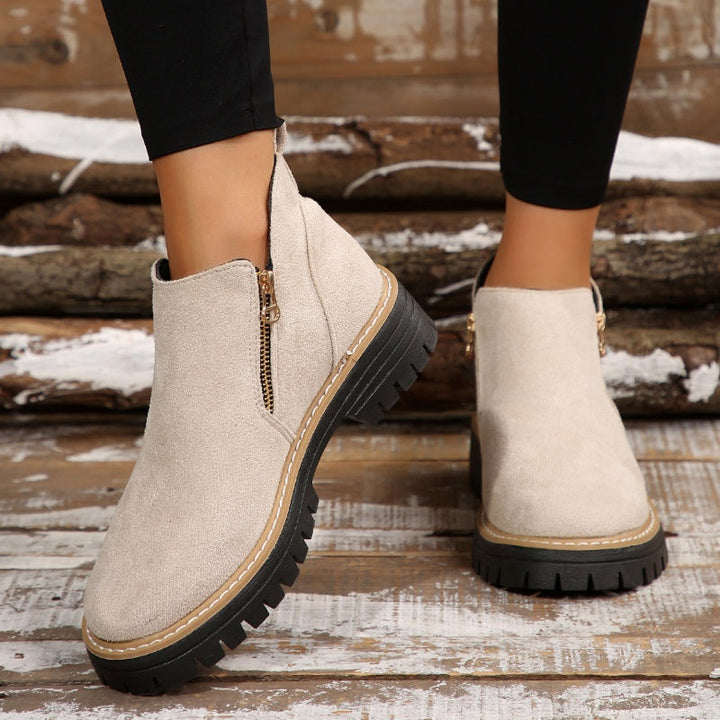Lila | Women Lug Sole Zip Ankle Boots