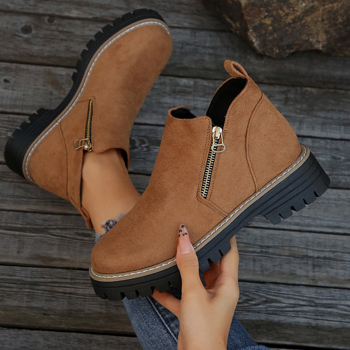 Lila | Women Lug Sole Zip Ankle Boots