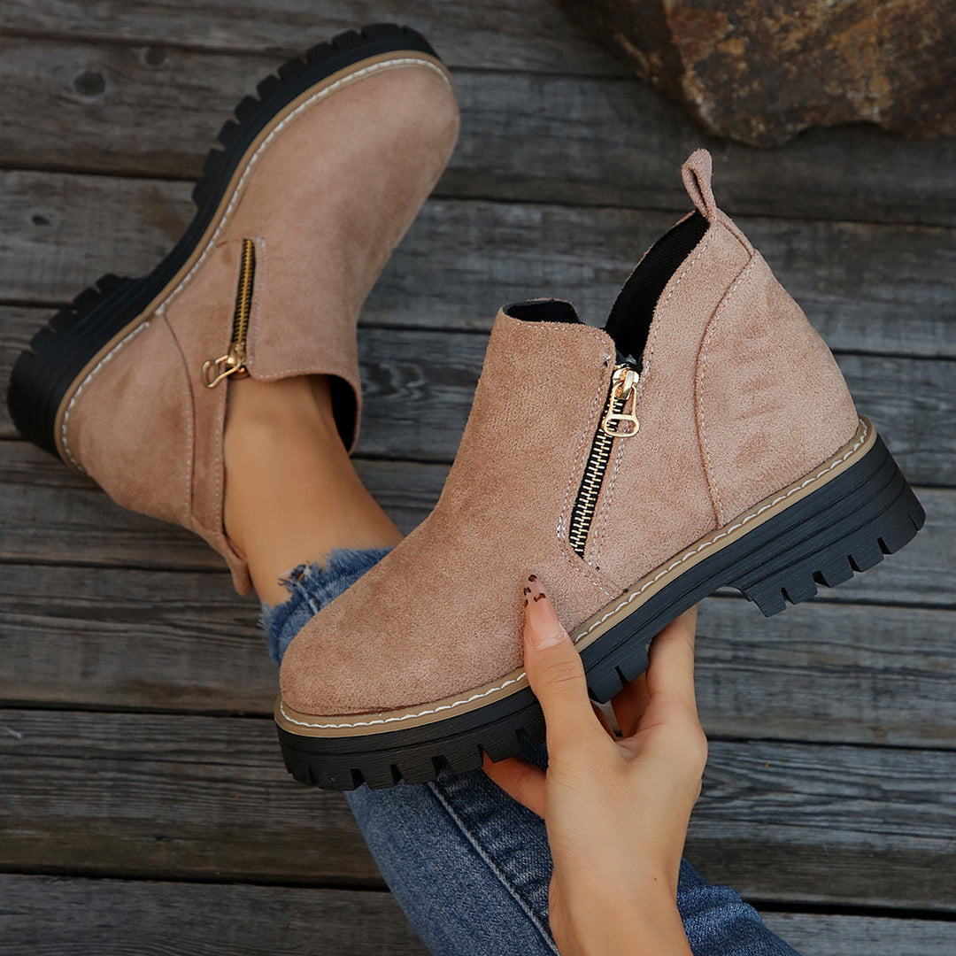 Lila | Women Lug Sole Zip Ankle Boots