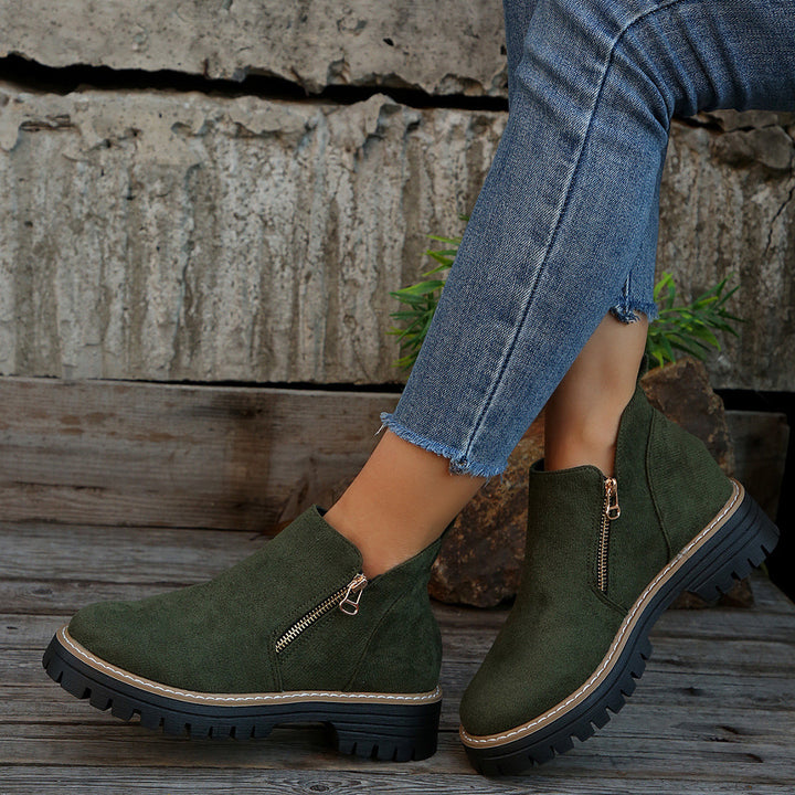 Lila | Women Lug Sole Zip Ankle Boots