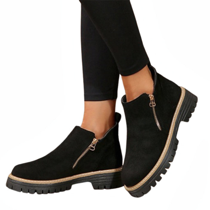Lila | Women Lug Sole Zip Ankle Boots