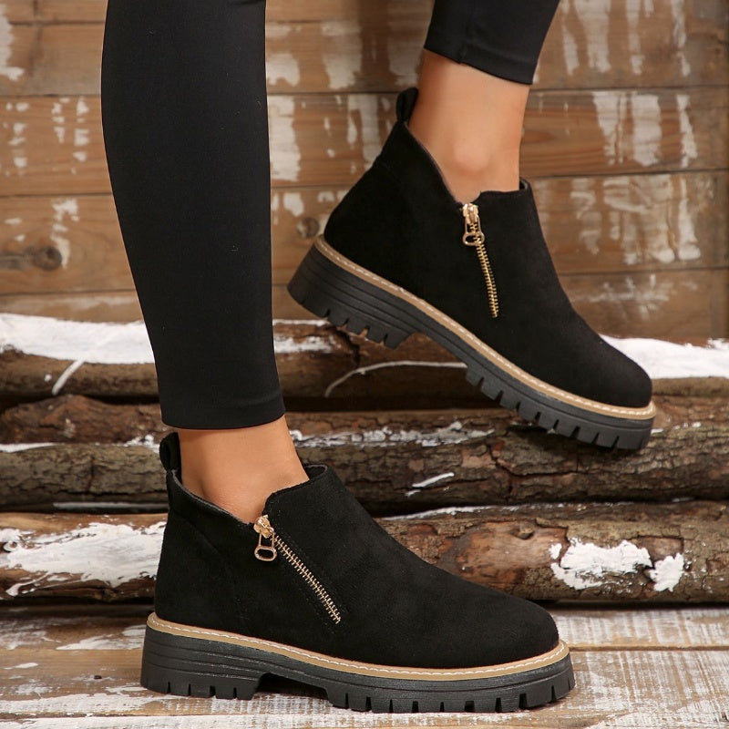 Lila | Women Lug Sole Zip Ankle Boots