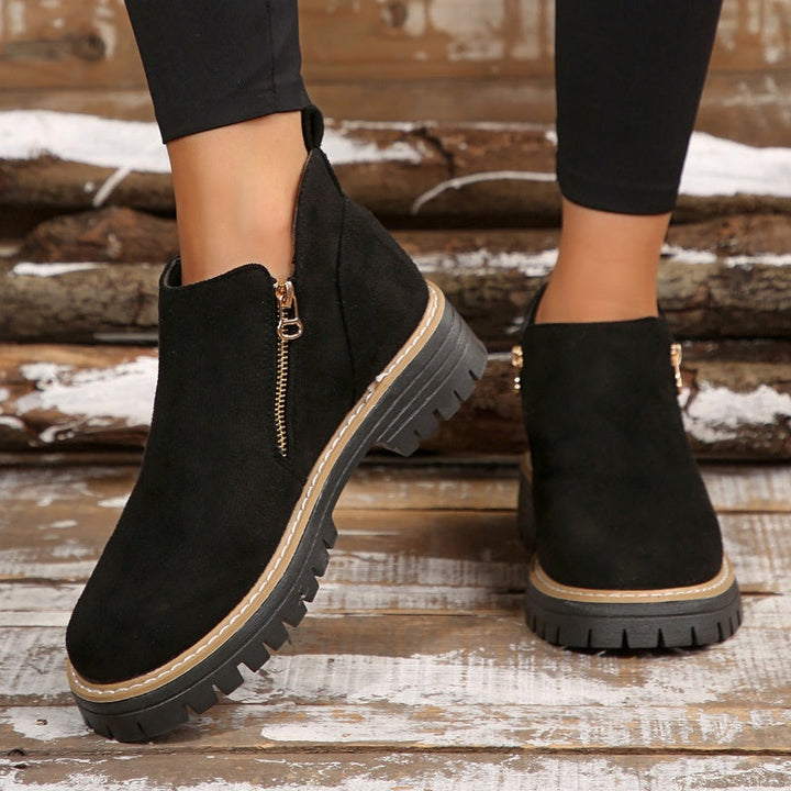 Lila | Women Lug Sole Zip Ankle Boots