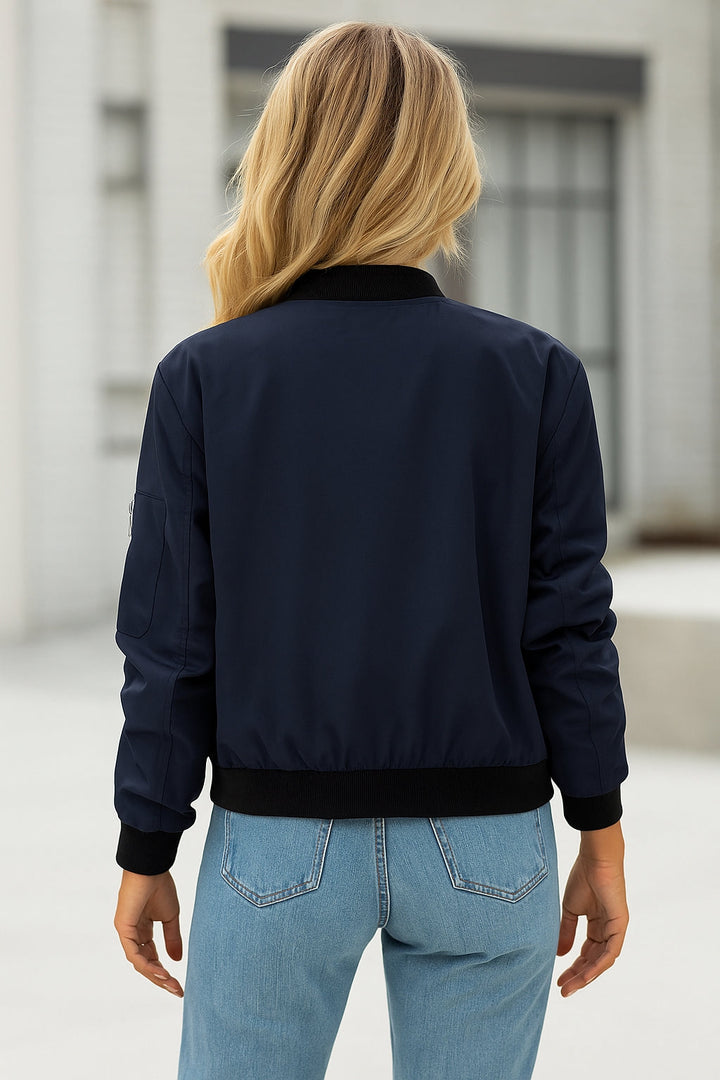 Gwyn | Women Zip Pocket Bomber Jacket