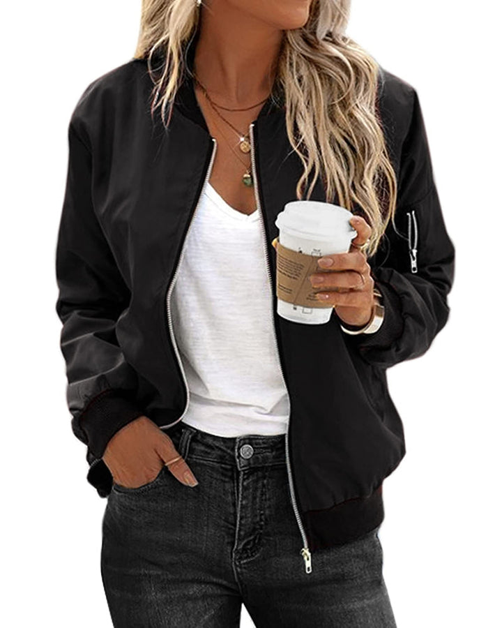 Gwyn | Women Zip Pocket Bomber Jacket