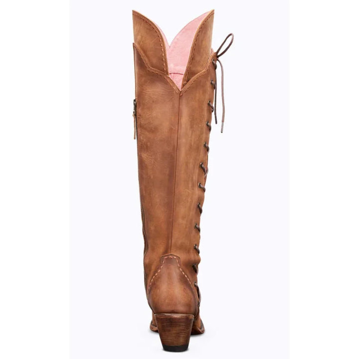 Lotte | Women Embroidered Lace Up Knee High Boots