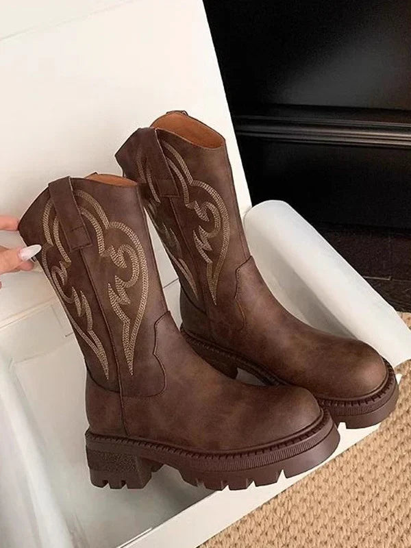 Prue | Women Stitch Western Mid Calf Boots