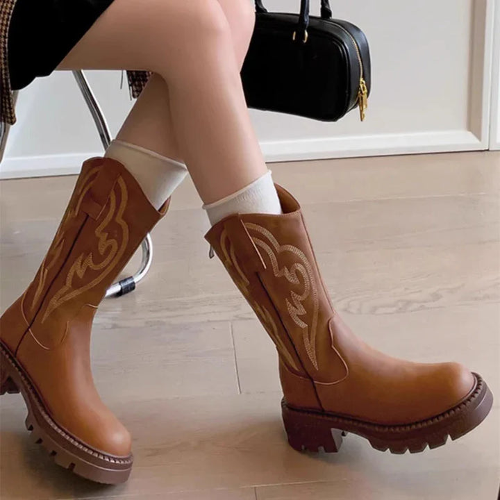Prue | Women Stitch Western Mid Calf Boots