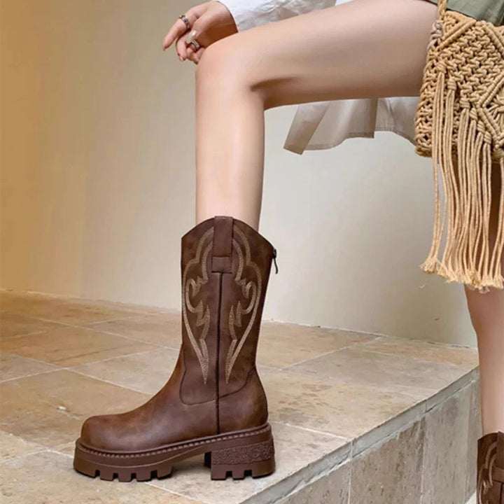 Prue | Women Stitch Western Mid Calf Boots