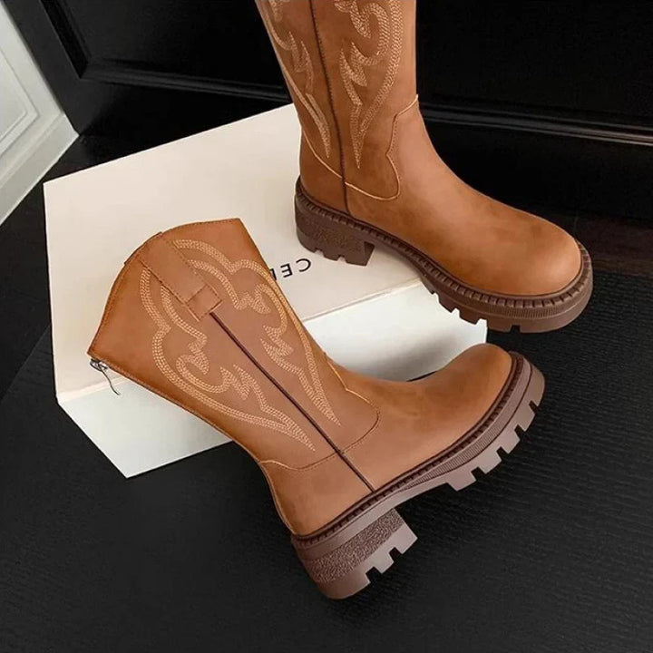 Prue | Women Stitch Western Mid Calf Boots