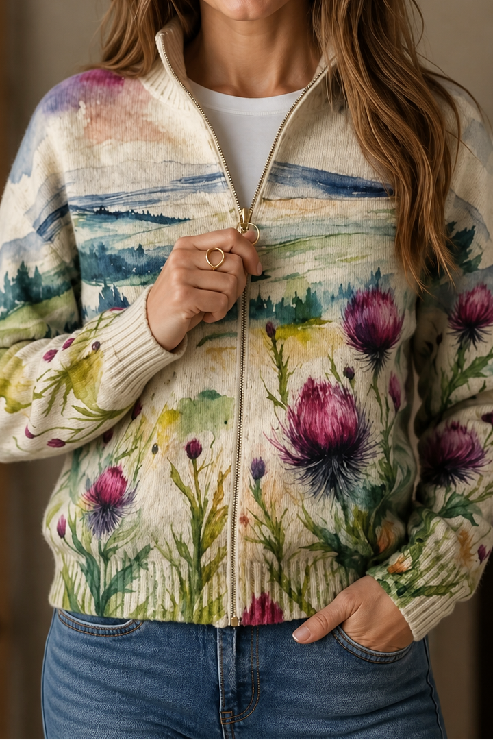 Nesha | Women Leaf Print Bomber Jacket