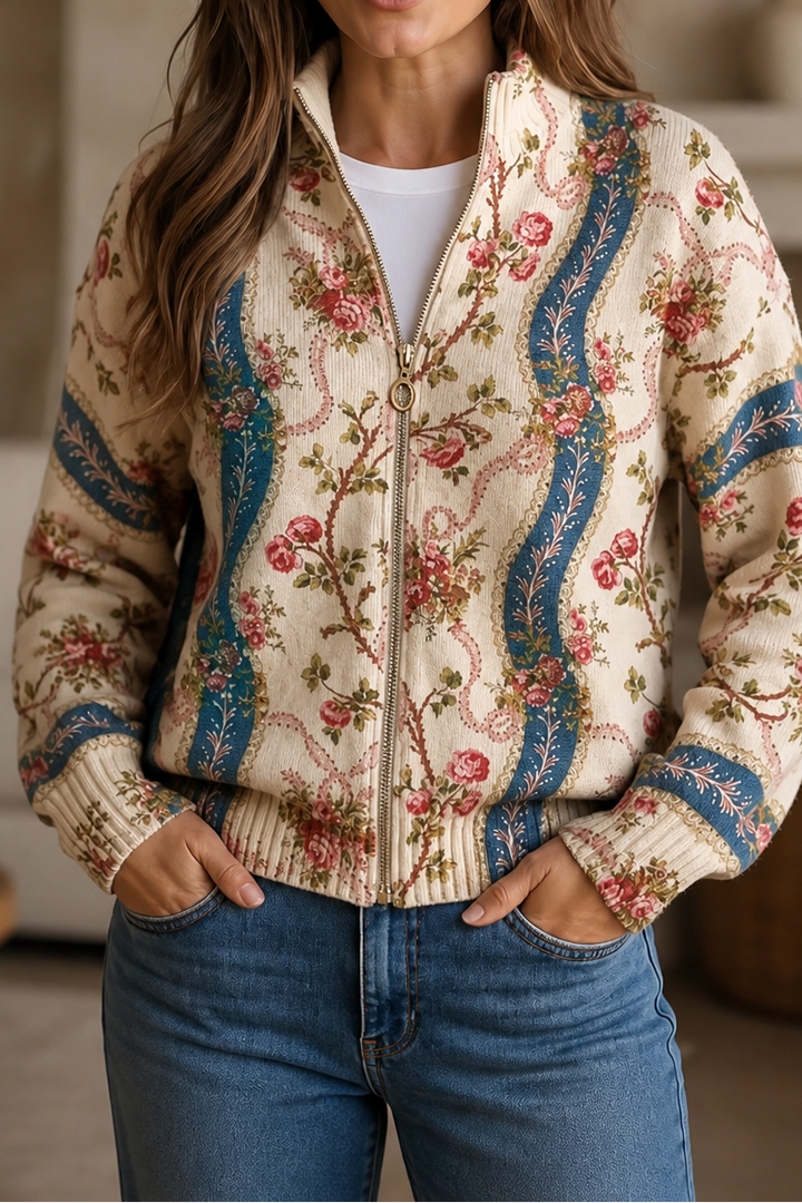Nesha | Women Leaf Print Bomber Jacket