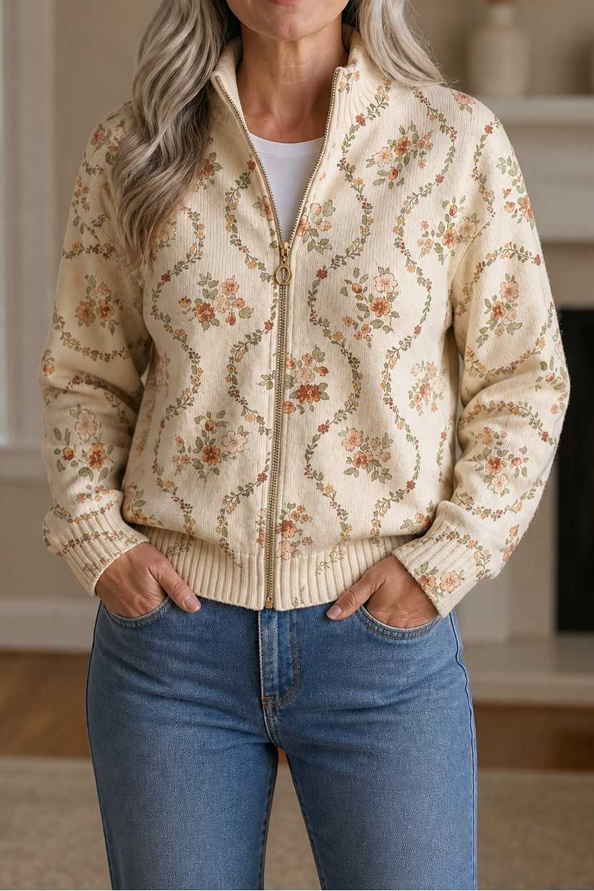Nesha | Women Leaf Print Bomber Jacket
