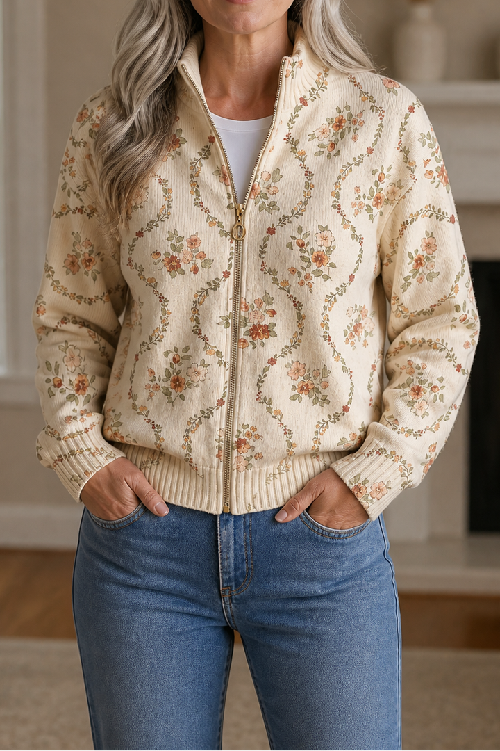 Nesha | Women Leaf Print Bomber Jacket