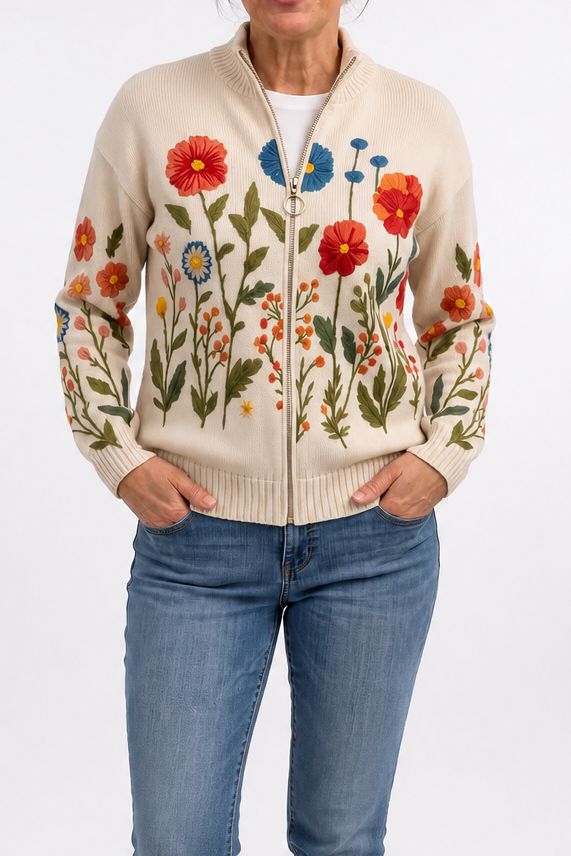 Nesha | Women Leaf Print Bomber Jacket