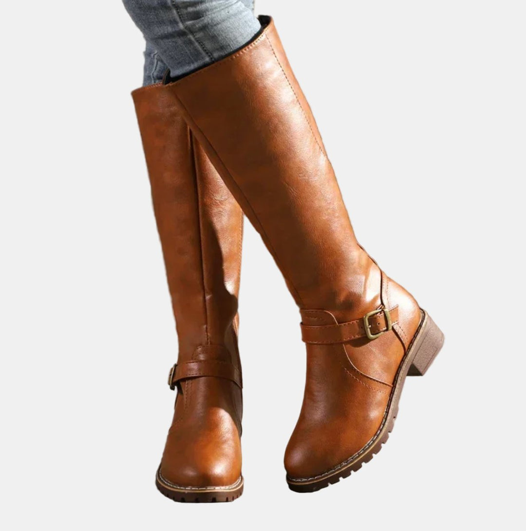 Irie | Women Buckle Strap Knee High Boots