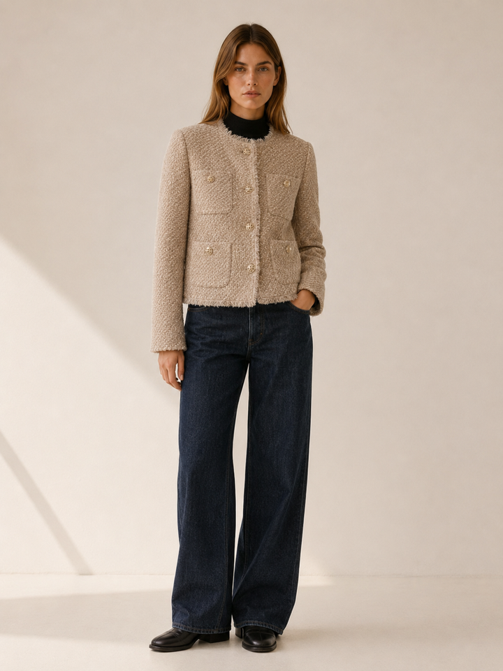Helga | Women Fringe Trim Cropped Blazer