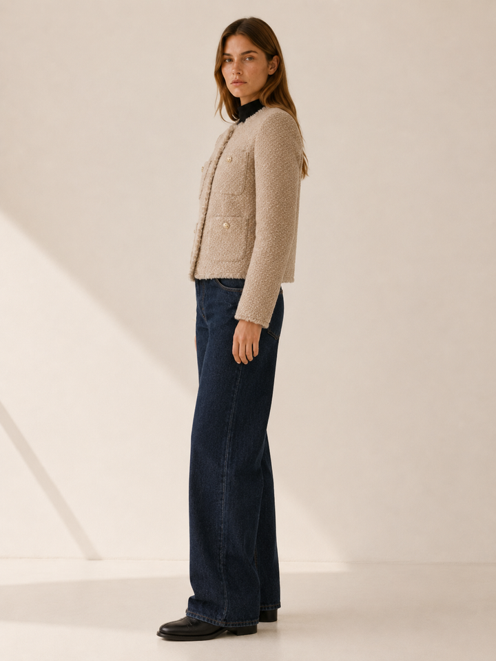 Helga | Women Fringe Trim Cropped Blazer