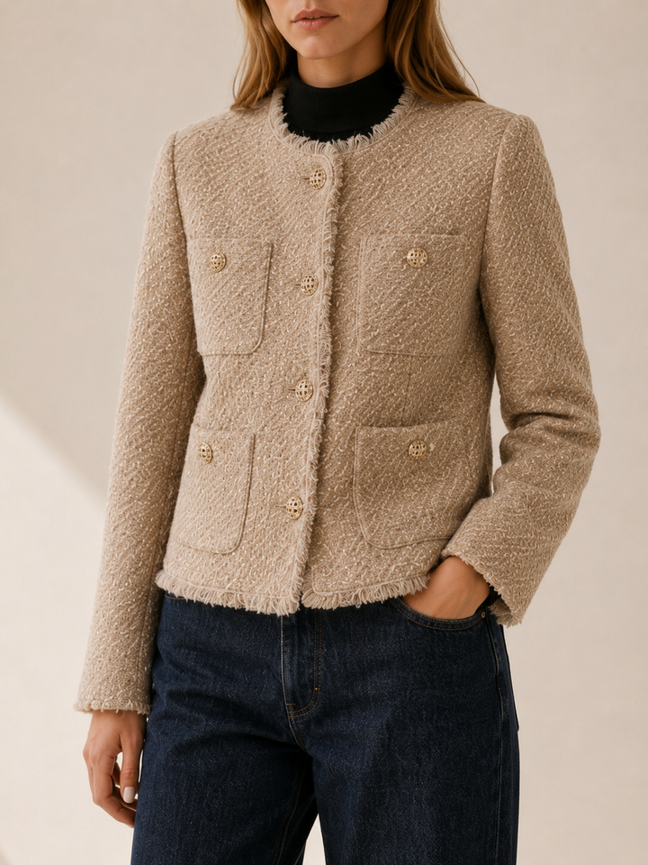 Helga | Women Fringe Trim Cropped Blazer