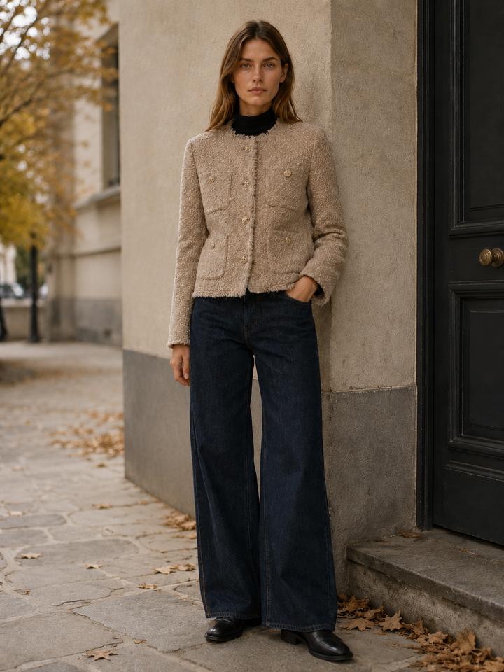 Helga | Women Fringe Trim Cropped Blazer