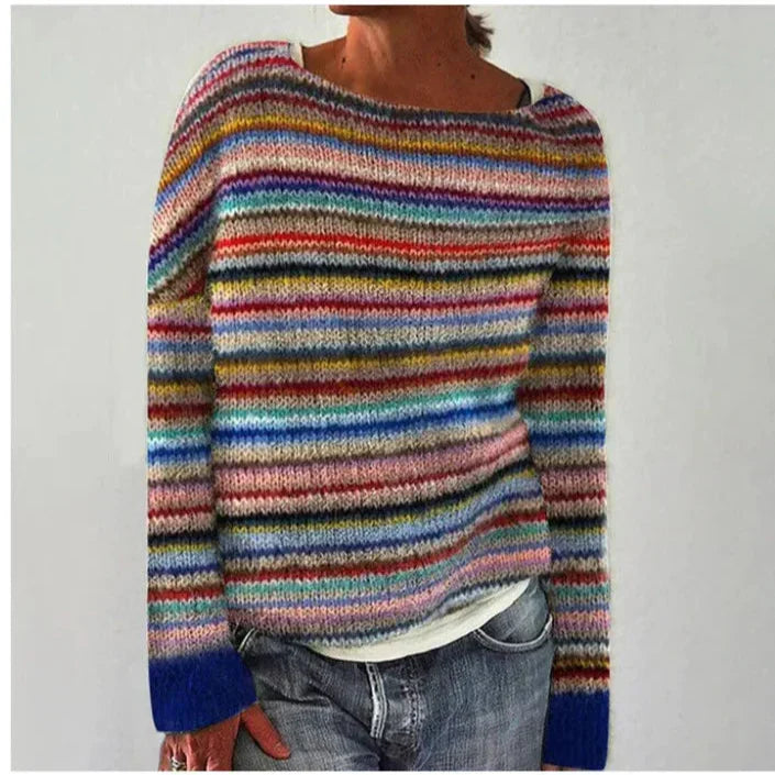 Gigi | Women Boat Neck Fair Isle Knit Sweater