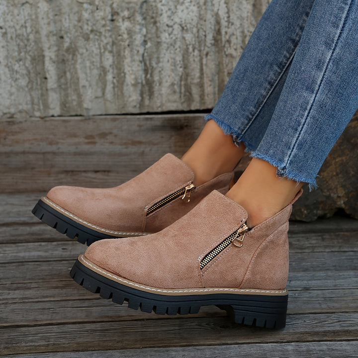 Golda | Women Spot Print Side Zip Ankle Boots