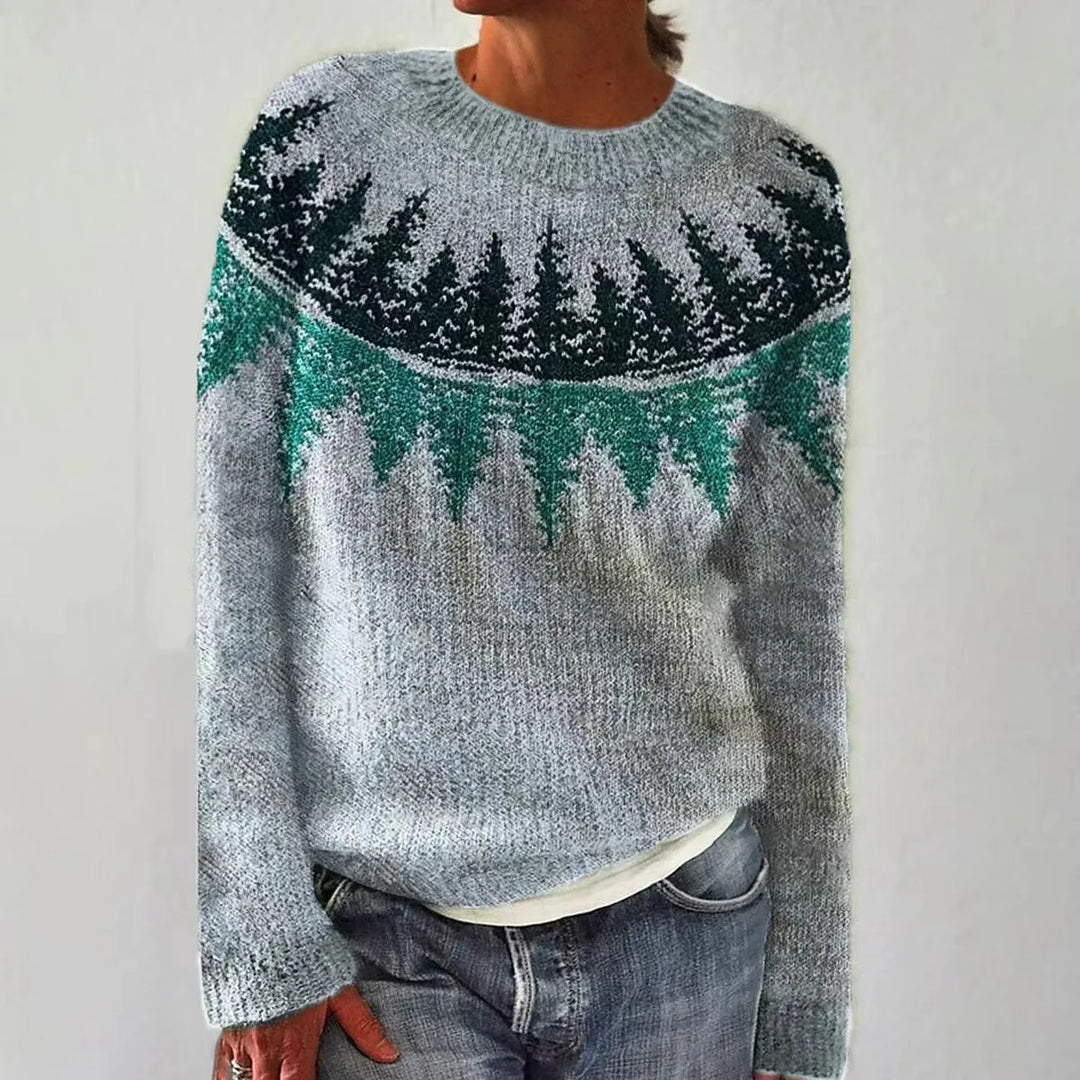 Gigi | Women Boat Neck Fair Isle Knit Sweater
