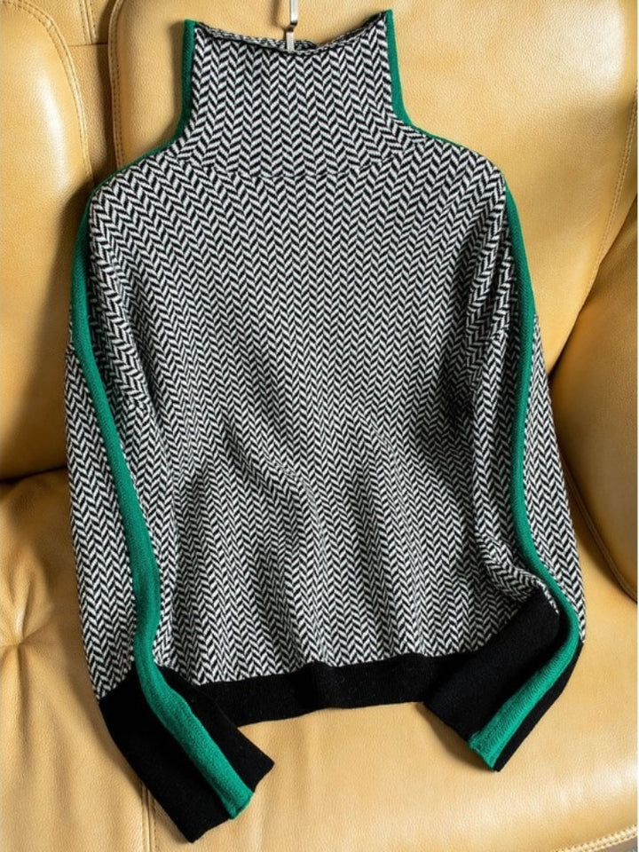 Matty | Women Herringbone Knit Crewneck Sweater