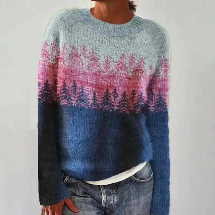 Gigi | Women Boat Neck Fair Isle Knit Sweater