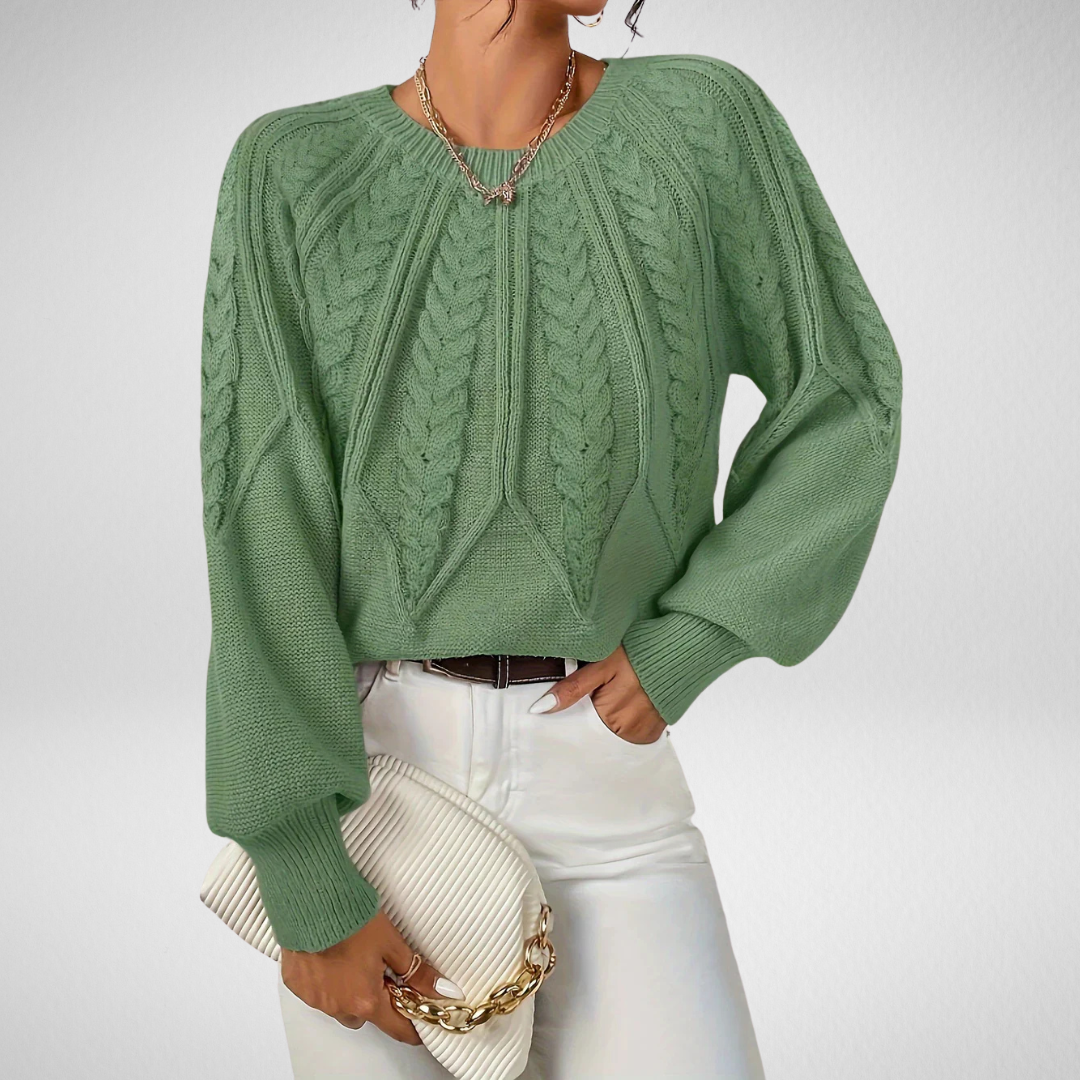 Gladys | Women Raised Cable Crewneck Sweater